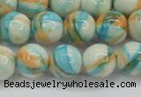 CRF396 15.5 inches 12mm round dyed rain flower stone beads wholesale