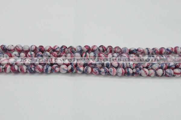 CRF405 15.5 inches 6mm round dyed rain flower stone beads wholesale