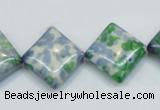 CRF53 15.5 inches 15*15mm diamond dyed rain flower stone beads