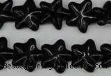 CRG21 15.5 inches 16*16mm star black agate gemstone beads wholesale