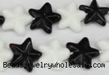 CRG23 15.5 inches 16*16mm star black & white agate gemstone beads