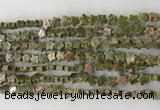 CRG34 15.5 inches 6mm flat star unakite gemstone beads wholesale