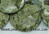 CRH109 15.5 inches 30mm faceted flat round rhyolite beads wholesale