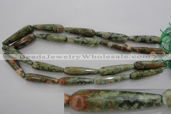 CRH134 15.5 inches 10*40mm faceted teardrop rhyolite gemstone beads