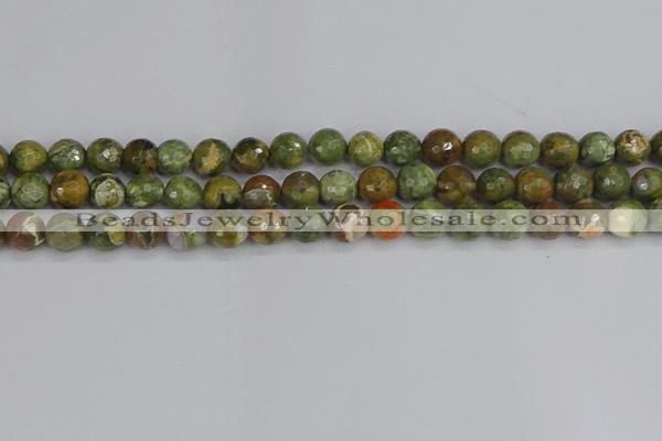 CRH528 15.5 inches 8mm faceted round rhyolite beads wholesale