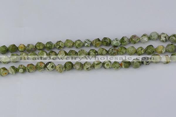 CRH535 15.5 inches 6mm faceted nuggets rhyolite gemstone beads