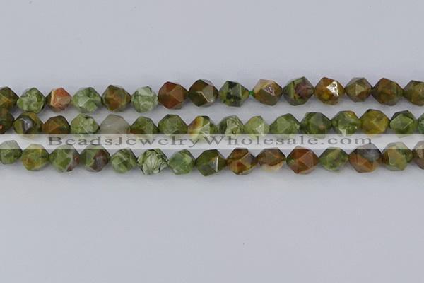 CRH543 15.5 inches 10mm faceted nuggets rhyolite beads wholesale