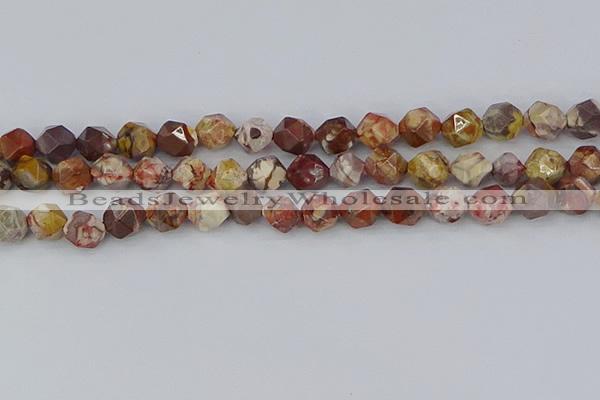 CRH549 15.5 inches 10mm faceted nuggets rhyolite gemstone beads