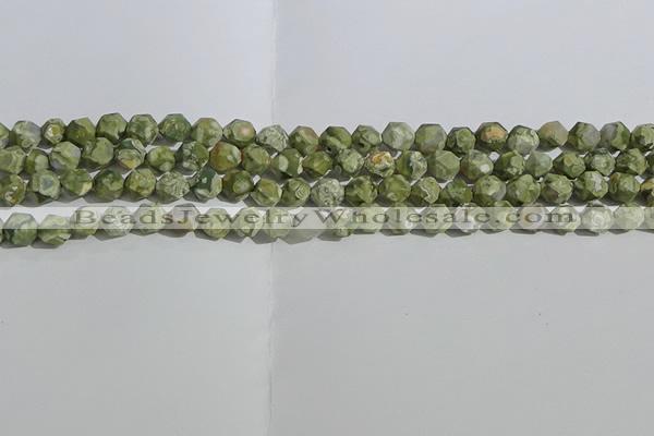 CRH553 15.5 inches 6mm faceted nuggets matte rhyolite gemstone beads