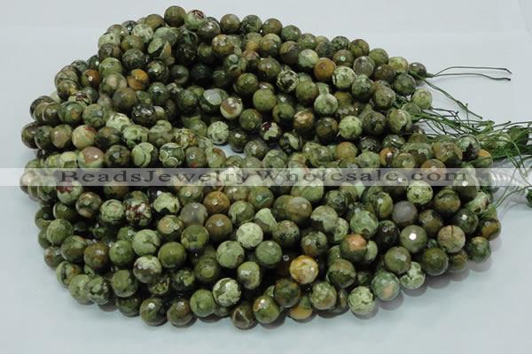 CRH58 15.5 inches 12mm faceted round rhyolite beads wholesale