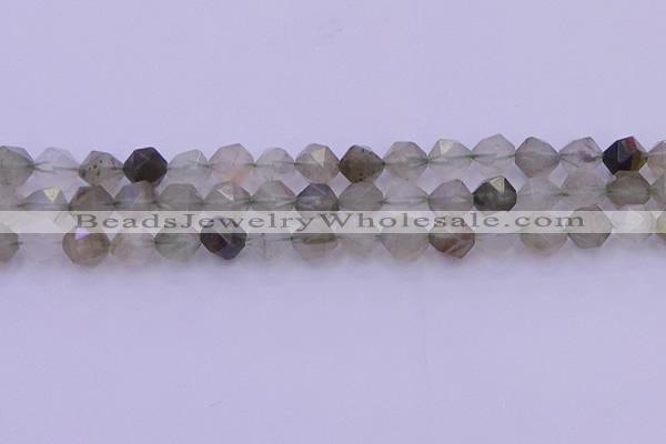 CRH613 15.5 inches 10mm faceted nuggets green rabbit hair beads