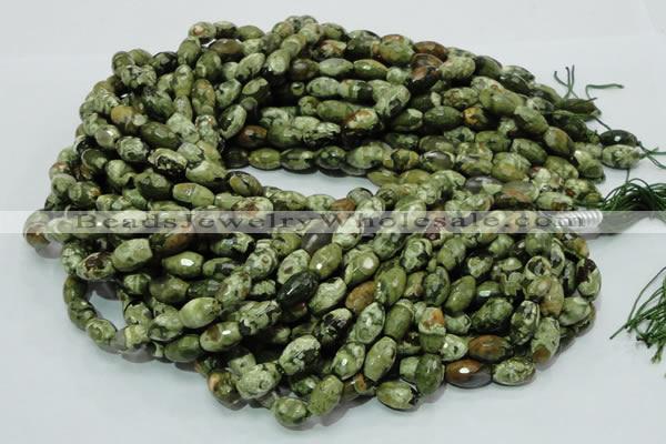 CRH67 15.5 inches 8*13mm faceted rice rhyolite beads wholesale