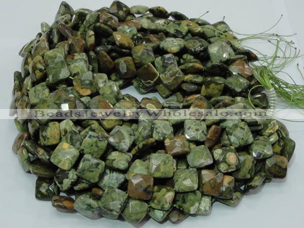 CRH74 15.5 inches 15*15mm faceted rhombic rhyolite beads wholesale