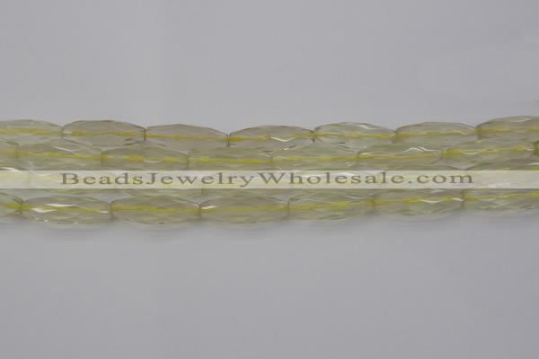 CRI03 15.5 inches 10*30mm faceted rice lemon quartz beads wholesale