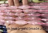 CRI117 15.5 inches 10*30mm faceted rice rose quartz beads