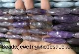 CRI118 15.5 inches 10*30mm faceted rice amethyst gemstone beads