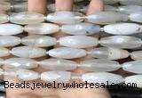 CRI124 15.5 inches 10*30mm faceted rice agate gemstone beads