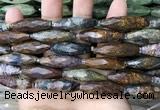 CRI130 15.5 inches 10*30mm faceted rice agate gemstone beads