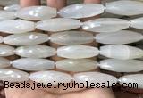 CRI135 15.5 inches 10*30mm faceted rice moonstone gemstone beads