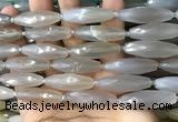 CRI136 15.5 inches 10*30mm faceted rice moonstone gemstone beads