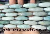 CRI142 15.5 inches 10*30mm faceted rice amazonite gemstone beads