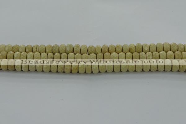 CRI222 15.5 inches 6*10mm faceted rondelle riverstone beads