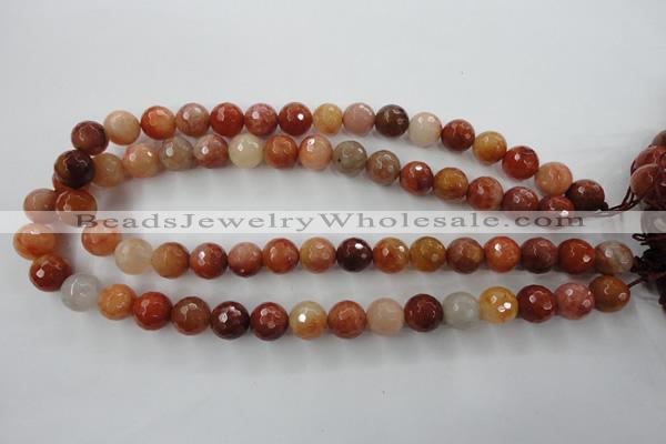 CRJ254 15.5 inches 12mm faceted round red jade gemstone beads