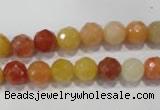 CRJ402 15.5 inches 8mm faceted round red & yellow jade beads