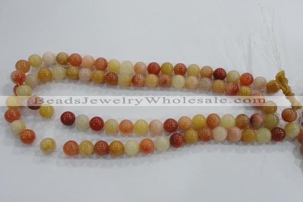 CRJ414 15.5 inches 10mm round red & yellow jade beads wholesale