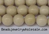 CRJ602 15.5 inches 8mm round white fossil jasper beads wholesale