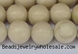 CRJ604 15.5 inches 12mm round white fossil jasper beads wholesale