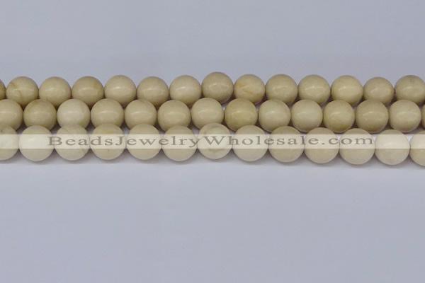 CRJ605 15.5 inches 14mm round white fossil jasper beads wholesale