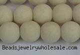 CRJ612 15.5 inches 8mm round matte white fossil jasper beads