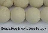 CRJ614 15.5 inches 12mm round matte white fossil jasper beads