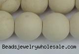 CRJ615 15.5 inches 14mm round matte white fossil jasper beads