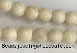 CRJ620 15.5 inches 4mmm round white fossil jasper beads wholesale