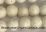 CRJ621 15.5 inches 6mm round white fossil jasper beads wholesale