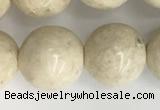 CRJ624 15.5 inches 12mm round white fossil jasper beads wholesale