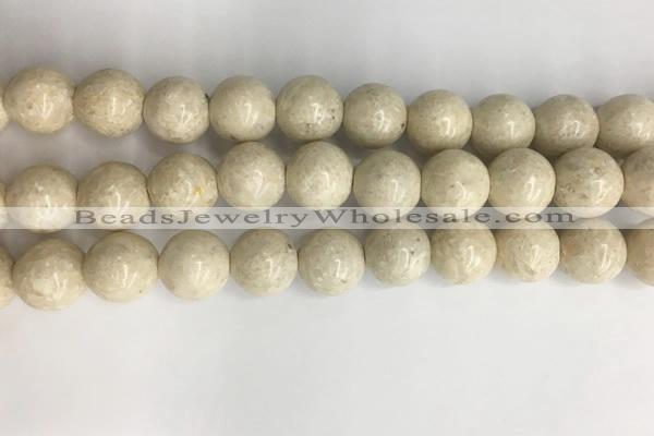 CRJ624 15.5 inches 12mm round white fossil jasper beads wholesale