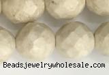 CRJ629 15.5 inches 10mm faceted round white fossil jasper beads