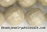 CRJ630 15.5 inches 12mm faceted round white fossil jasper beads