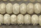 CRJ632 15.5 inches 4*6mm rondelle white fossil jasper beads wholeasle