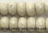 CRJ633 15.5 inches 5*8mm rondelle white fossil jasper beads wholeasle