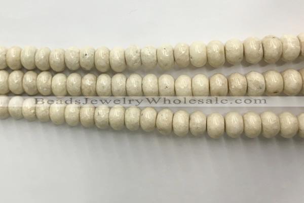 CRJ633 15.5 inches 5*8mm rondelle white fossil jasper beads wholeasle