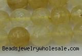 CRO1034 15.5 inches 12mm faceted round yellow watermelon quartz beads