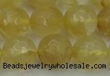 CRO1035 15.5 inches 14mm faceted round yellow watermelon quartz beads