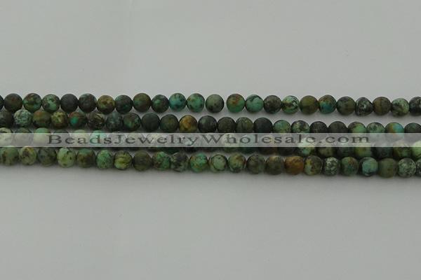 CRO1051 15.5 inches 6mm round matte African turquoise beads