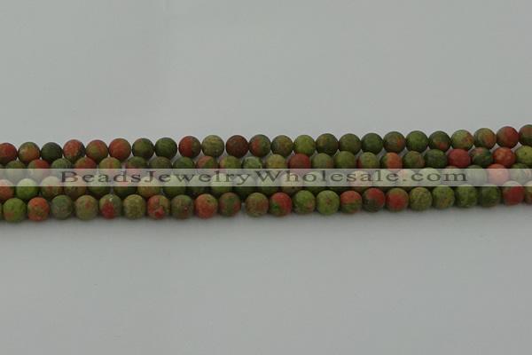 CRO1061 15.5 inches 6mm round matte unakite beads wholesale