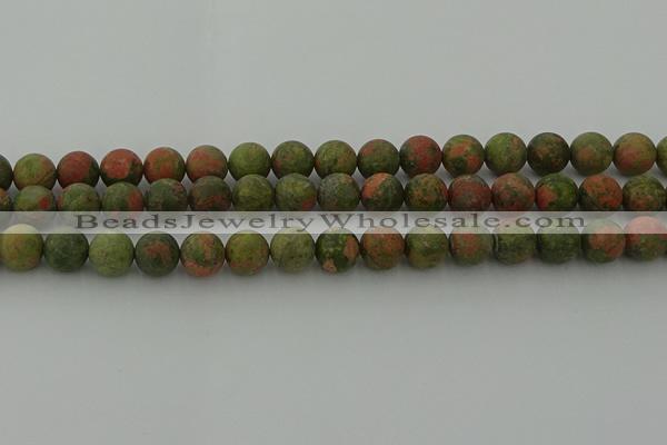 CRO1063 15.5 inches 10mm round matte unakite beads wholesale