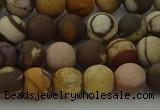 CRO1072 15.5 inches 8mm round matte brown zebra jasper beads
